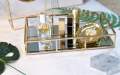 Vanity Organizer Tray with Polished metal Gold marble cover. 