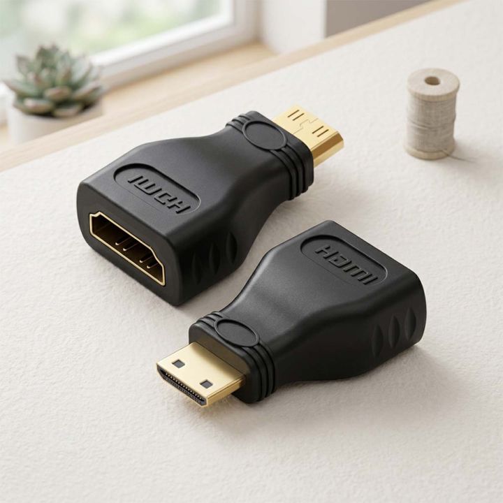 Mini HDMI Male to HDMI Female Adapter Cable for Connecting Cameras and Tablets to TVs Monitors and Projectors with Gold Plated Connectors