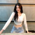 🌈Spinnyhouse🌈O neck rayon long sleeve crop top🧨I have a lot of models Wan B-046-3-A.. 