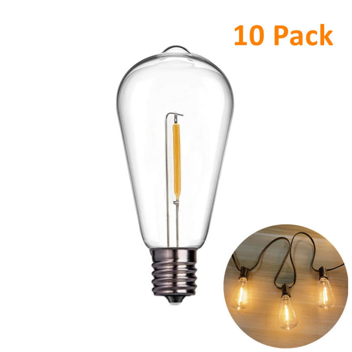 10X E12 Base LED String Light Bulbs Warm White Bulbs ST38 LED Edison Replacement Light Bulbs String Lights for Indoor Outdoor