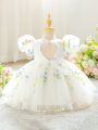 Toddler Embroidery Flower Baptism Party Baby Girl Dress Elegant 1 Yrs Birthday Princess Prom Dress Girl Wedding Bridesmaid Gown. 