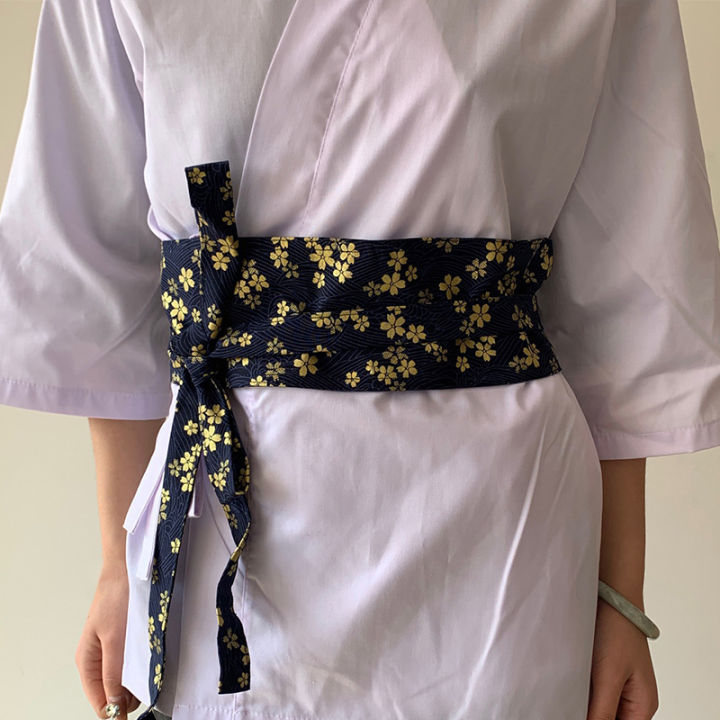 Japanese Style Girdle Sushi Restaurant Waiter Chef Waist Belt Haori Kimono Corset Waist Obi Dress Waistband Chinese Hanfu Belt