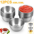 12Pcs Sauce Dipping Bowl 304 Stainless Steel Dipping Cups Individual Round Sauce Dishes 45/55ml Mini Reusable Seasoning Cups. 