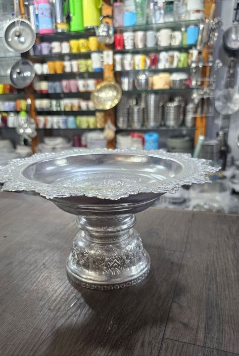 Silver Carved Tika Dani - 20cm