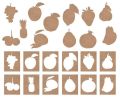 Fruit And Vegetables Theme Wooden Cutouts and Stencil Kit for Kids Drawing Painting Coloring DIY Art Craft Activity Learning Kits. 