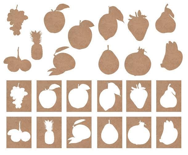 Fruit And Vegetables Theme Wooden Cutouts and Stencil Kit for Kids Drawing Painting Coloring DIY Art Craft Activity Learning Kits