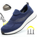 Breathable Safety Shoes Man Steel Toe Anti-Puncture Reinforced Sole Men's Work Shoes Lightweight Slip Resistant Safety Sneaker.