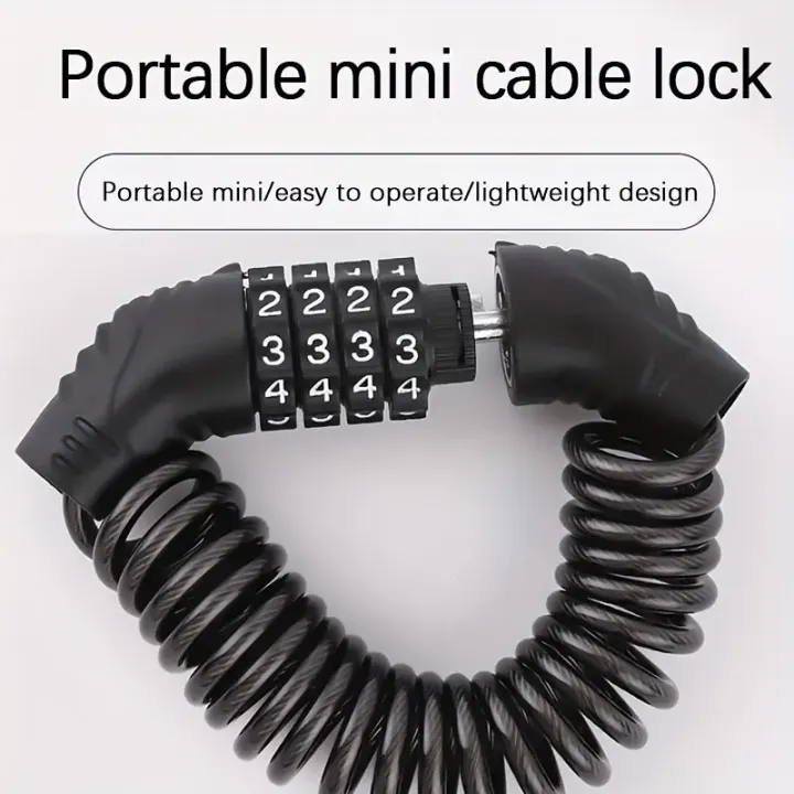 1pc Bicycle Lock Wire Rope Chain Lock Combination Lock Mountain Bike Motorcycle Anti-theft Password Bag Lock Helmet Lock