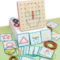 Wooden Geometry Puzzle Nail Board Graphics Geometric Creative Math Montessori Toy for for Children's Early Education. 