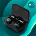 Black M10 TWS Bluetooth 5.1 Earphone Charging Box Wireless Earbuds, Up To 40 Hours, Mobile.