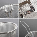 French Chip Frying Strainer Basket Stainless Steel Deep Fry Basket Kitchen Round Fryer Wire Mesh With Handle Wire Colander Nets. 
