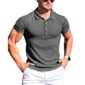 New Summer Polo Men Solid Stripe Fitness Elasticity Short Sleeve Polo Shirts for Men Fashion Stand Collar Mens Shirts. 