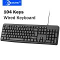 KEBIDUMEI 104Keys Wired Keyboard USB Wired Keyboard Mute Gaming Keyboard Standard Keyboard for PC Laptop Android Windows Mac OS. 