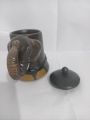 Sri Lanka - Elephant trunk up mug with lid. 