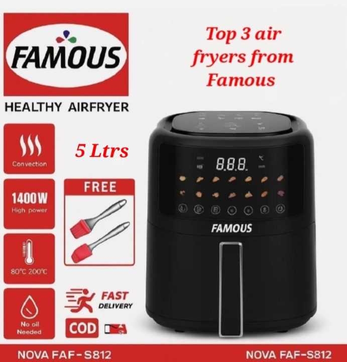 Famous Digital Air fryer (3 Varients)5 Ltrs and 8.5 Ltrs Varients (Silicone spatula and brush included)
