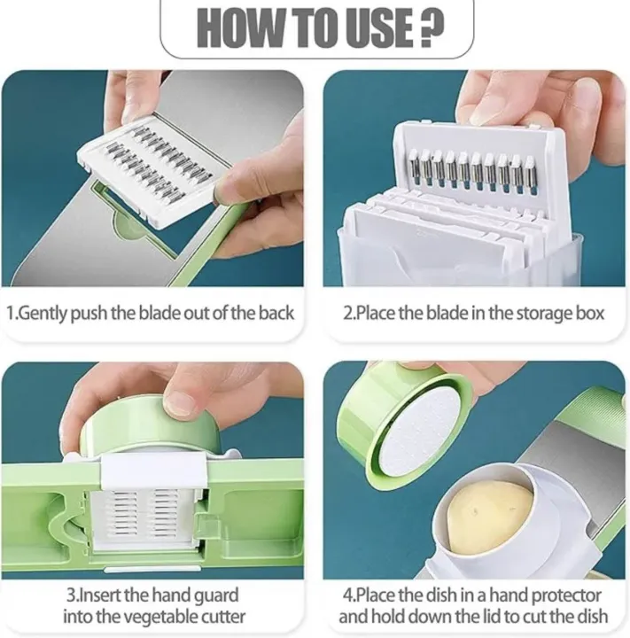 New Stainless Steel 5 In 1 PP Multi-Function Onion Potato Kitchen Tools Manual Food Chopper Vegetable Cutter Fruit Slicer