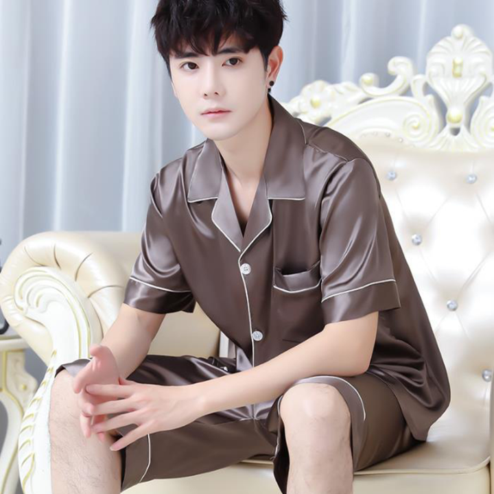 Summer%20Men's%20New%20Ice%20Silk%20Pajamas%20Homewear%20Suit%20Men's%20Thin%20Short-Sleeved%20Shorts%20Loose%20Large%20Size%20Youth%20Fashion%20Leisure%20Suit%20-%20Image%206