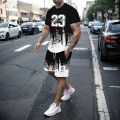Men's T-shirt set summer fashion creative 3D printed pattern size 23 printed shorts short sleeved combination casual two-piece s.