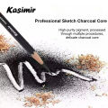 KASIMIR Colored Charcoal Pencils 4mm Thickened White/Light Brown/Black/Reddish Brown Easy To Color for Art Students Beginners.