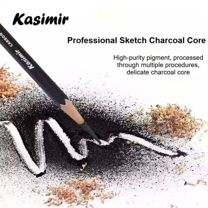 KASIMIR%20Colored%20Charcoal%20Pencils%204mm%20Thickened%20White/Light%20Brown/Black/Reddish%20Brown%20Easy%20To%20Color%20for%20Art%20Students%20Beginners%20-%20Image%202