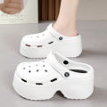 9CM Thick Women's Sandals 2024 New Summer Slippers High Heel Soft Sole Beach Garden Shoes Outdoor Waterproof Women's Hole Shoes.