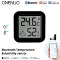 ONENUO Tuya Bluetooth Temperature Humidity Sensor Mini LCD Digital Display with APP Remote Control Thermometer Hygrometer Black. 