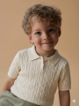 Boys' casual style solid color Fried Dough Twists polo shirt short sleeve thin sweater pullover sweater.