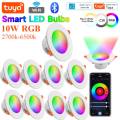 10W Smart LED Downlight Bluetooth Ceiling Light Remote Control RGB Color Changing Recessed Ceiling Lamp for Alexa  Home. 