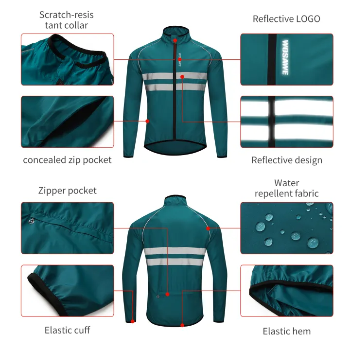WOSAWE%20Men's%20Cycling%20Windbreaker%20Wind%20Jacket%20Windproof%20Water%20Repellent%20Mountain%20Bike%20MTB%20Clothing%20Reflective%20Bicycle%20Wind%20Coat%20-%20Image%204