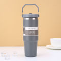 890ML Stainless Steel Thermos Cup with Straw  Keep Cold and Hot Car Coffee Cup Portable Vacuum Flask Travel Thermos Water Bottle. 