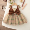 Summer Baby Girl Dress Bow Sequined Sleeves Princess Tulle Dress for Kids Girl Dance Party Gown Summer Clothes.