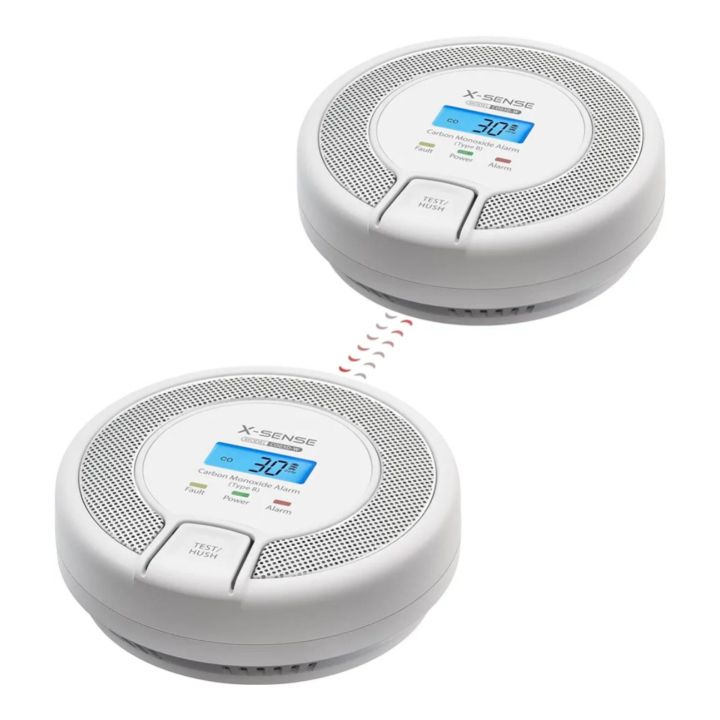 Networkable CO Detector with Digital Display, Detector with Replaceable Battery, TÜV Certified According to EN 50291, CO03D-W, Set of 2