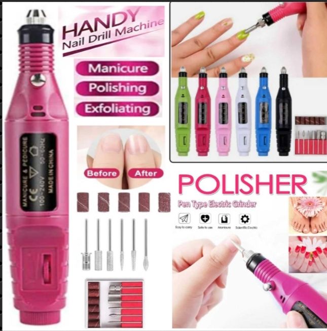 Nail Drill Polisher Kit Professional Electric Manicure Pedicure Grinding Burnishing Machine Nail Care Nail Art File Drill Polisher