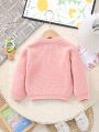 Baby Girl Knitted Round Neck Sweater with Letter Big Sister and Floral Embroidery, Fresh and Versatile, Ins Hot-Selling Top.