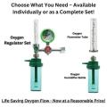 MEDICAL OXYGEN KIT – PRESSURE GAUGE WITH FLOW METER & HUMIDIFIER BOTTLE. 
