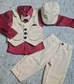 5pcs PARTY DRESS SET FOR KIDS ( full sleeves shirt , full pant , vest/koti and bow tie ).