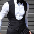 Black Men Vest for Wedding Groom One Piece Slim Fit Suit Waistcoat Solid Color Male Fashion Coat. 