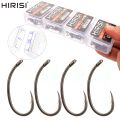 Hirisi 50pcs PTFE Coated High Carbon Stainless Steel Micro Barbed Fish Hook With Eye with Spliceable Box 8037. 