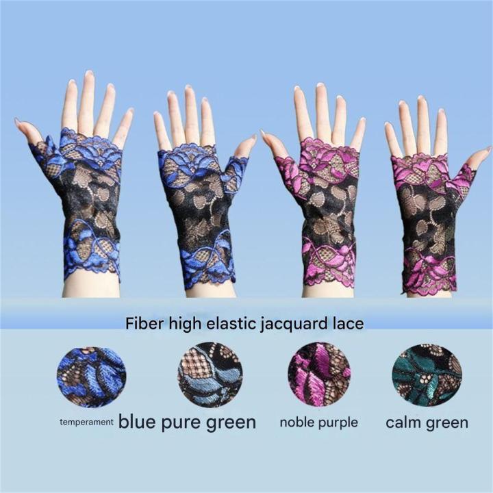 Summer%20sun%20protection%20thin%20gloves%20women%20lace%20half%20finger%20gloves%20dance%20wrist%20decoration%20sailor%20dance%20performance%20trendy%20driving%20s%20-%20Image%202