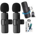 K9 Wireless Dual Microphone Professional Lapel Lavalier Microphone Remove Noise For Typ c. 