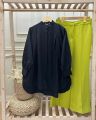 Farah Firdousi Solid-coloured button-down shirts with culottes. 