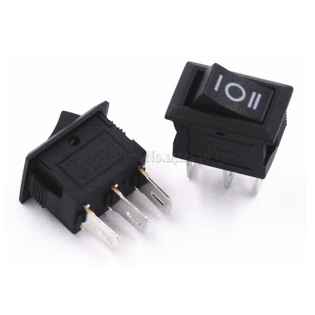2 Pcs Two Way Push Button Switch SPST 3 Pin 3 Position 6A 250V 10A 125V KCD1-101 On/Off Boat Rocker Switch 2 Way Switch Button