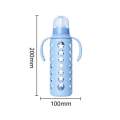 (BABY LAND 4) PINK Baby Glass Feeders Imported With Silicone Cover 240ml/8oz  - Baby Glass Feeder Bottle For Kids/BABY GLASS FEEDEER /BPA FREE GLASS FEEDER. 
