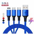 3 in 1 Multi USB Charging Data Cable for Car, Office, Traveling and Home - 1.2 Meter Long, 2.1 A Output, Charges 3 Phone at Same time. 