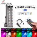 Motorcycle And Cars Atmosphere Led Strips Light With Remote Control And Multi RGB Colours 12 LEDs 4 Strips And Remote. 