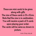 Eid ul Azha Mubarak Mini Cards - Pack of 5 - Size (5 x 5) cm. 