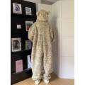 Leopard Hooded Pajamas Animal Kigurumi Unicorn Adult Onesies for Women Winter Sleepwear Flannel Pochets Overall Sets Slippers. 