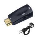 HDMI-compatible to VGA Cable Converter Male To Famale Converter Adapter 3.5mm Jack Audio HD 1080P For PC Laptop Tablet. 