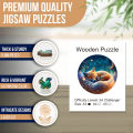 Sleeping Fox Round Wooden Puzzle Art, Uniquely Animal Shaped Pieces Wooden Toy,   Home Decor Family Game. 