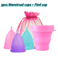 4-Piece Set Women Menstrual Cup Silicone Period Cup Feminine Hygiene Menstrual Collector Reusable Menstrual Bowl+Folding Cup.